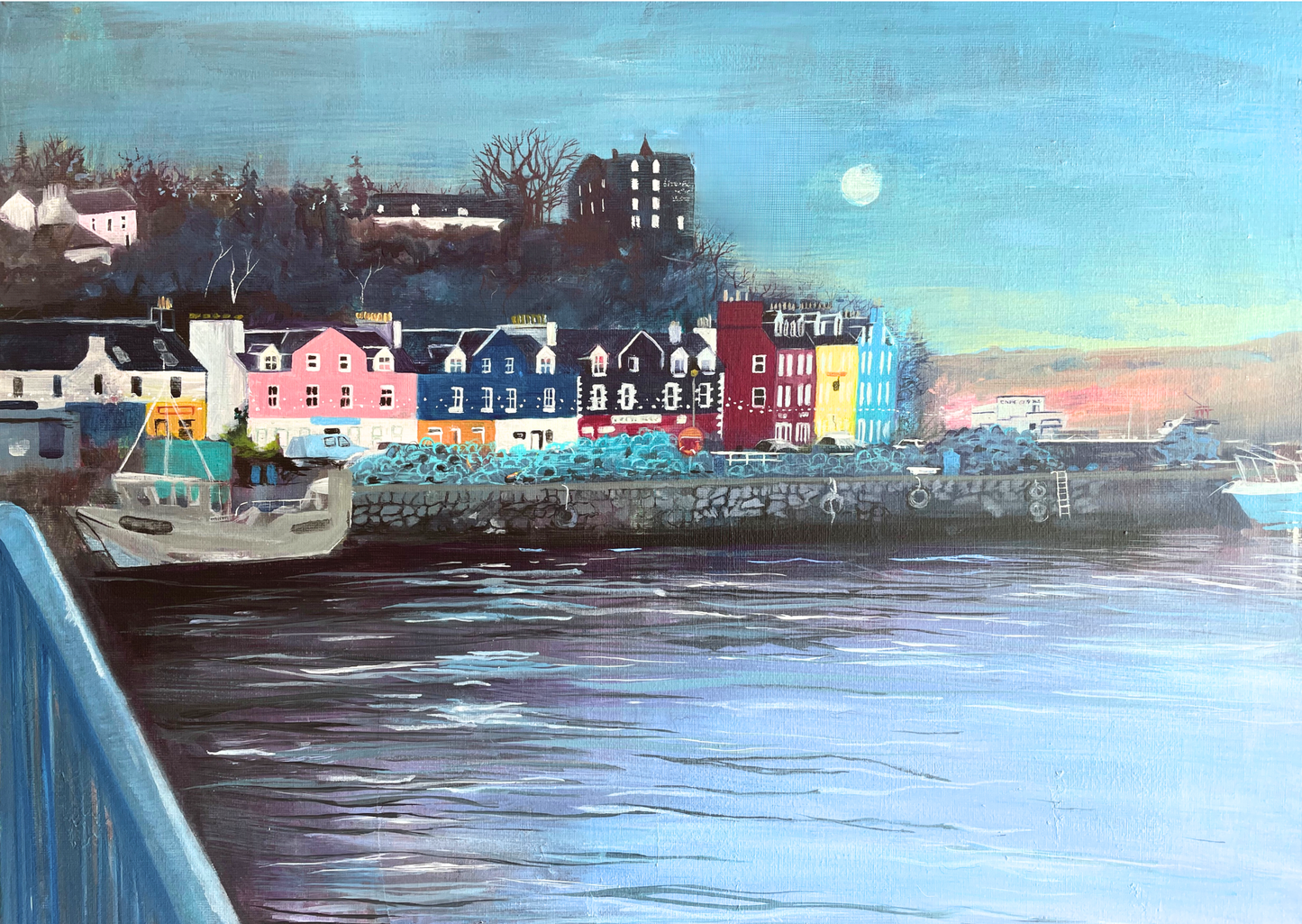 ’Tobermory & the moon’ Isle of Mull - Limited edition art print