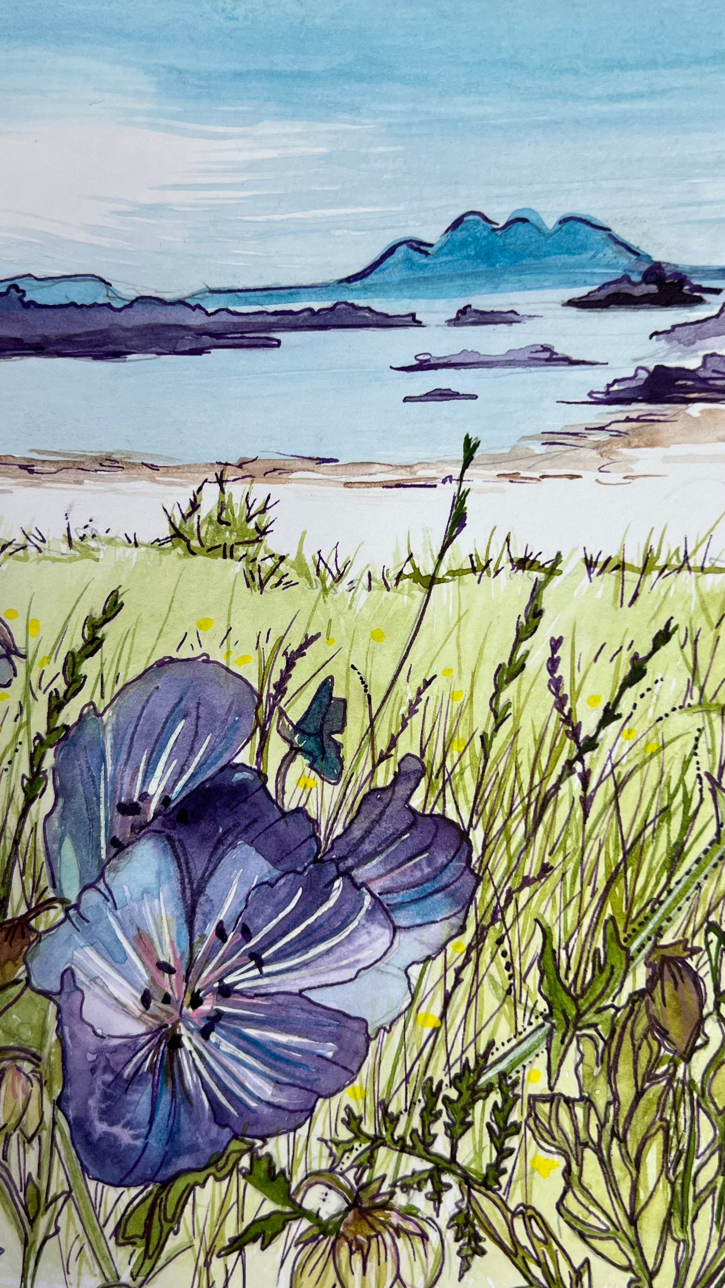 Uisken beach - Isle of Mull original watercolour landscape painting
