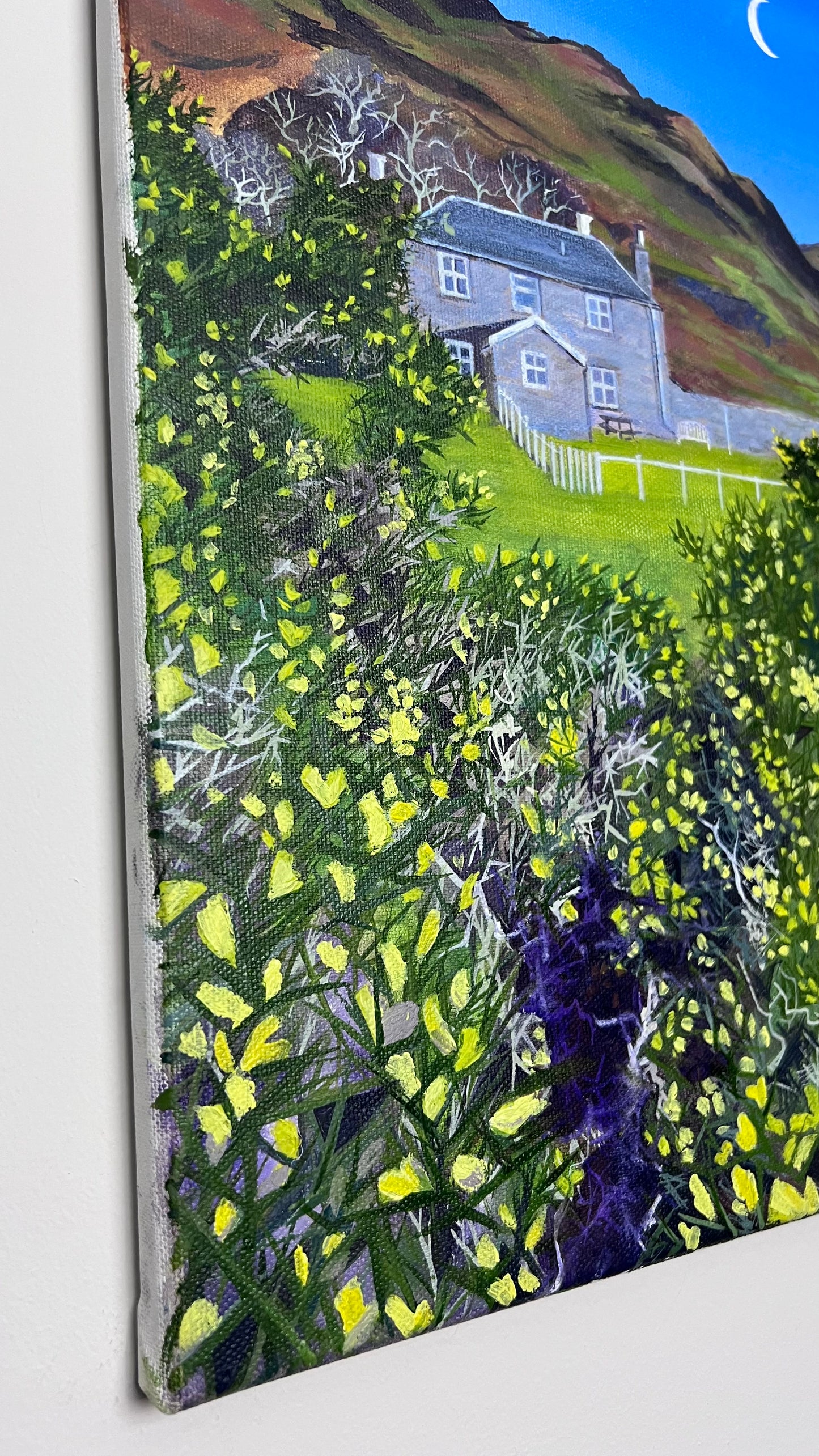 ‘Laggan lodge and the bothy in winter’ Lochbuie original oil painting