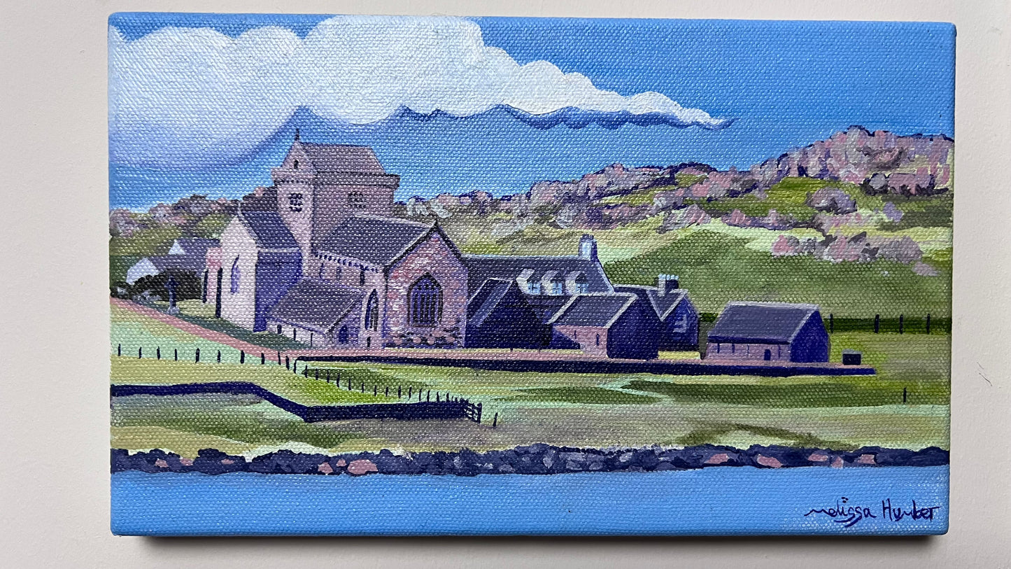 ‘Iona abbey from the sea’ - Isle of Mull original oil painting