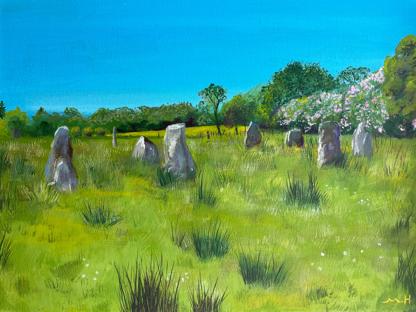 ‘Lochbuie stone circle in summer’ original landscape painting