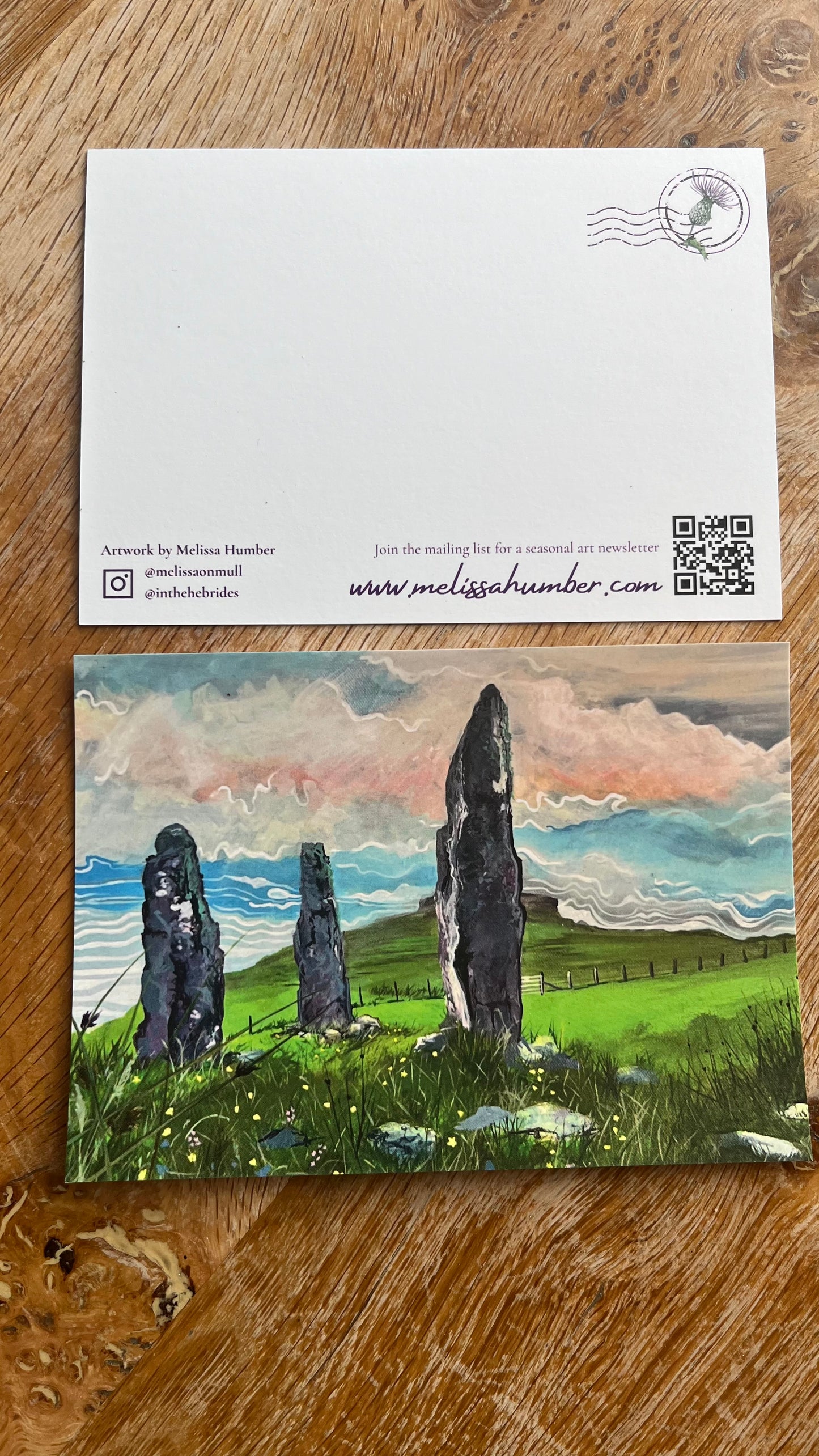 ‘Isle of Mull ancient standing stones’ 2 x Art Postcards