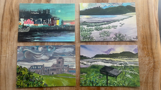 ‘Isle of Mull highlights’ Set of 4 Art Postcards