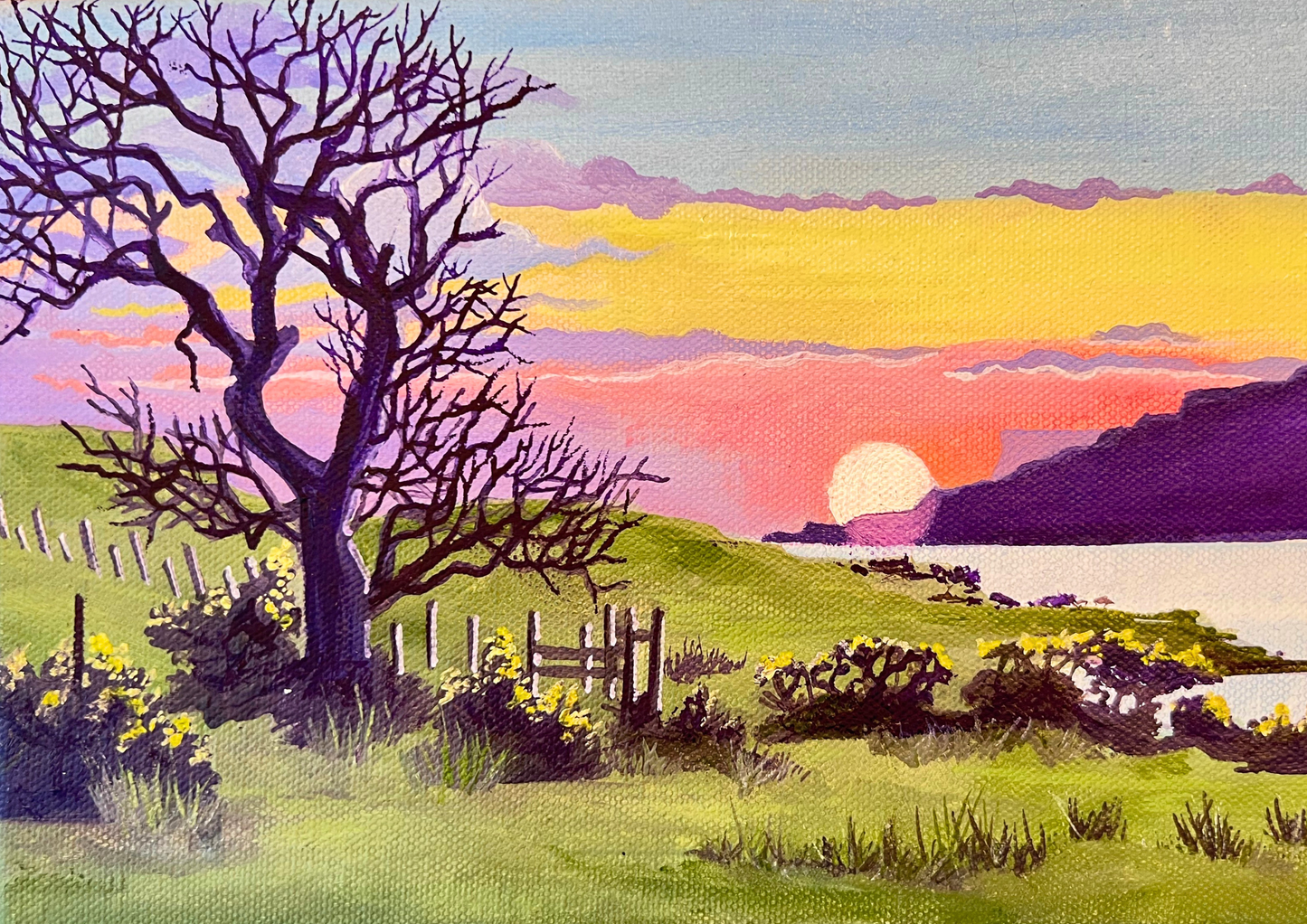’Laggan farm sunset’ - Isle of Mull original oil painting