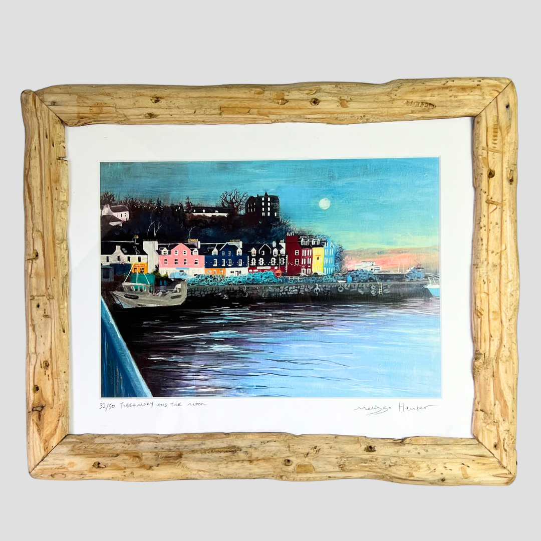 Framed Tobermory and the Moon Isle of Mull art print by Melissa Humber
