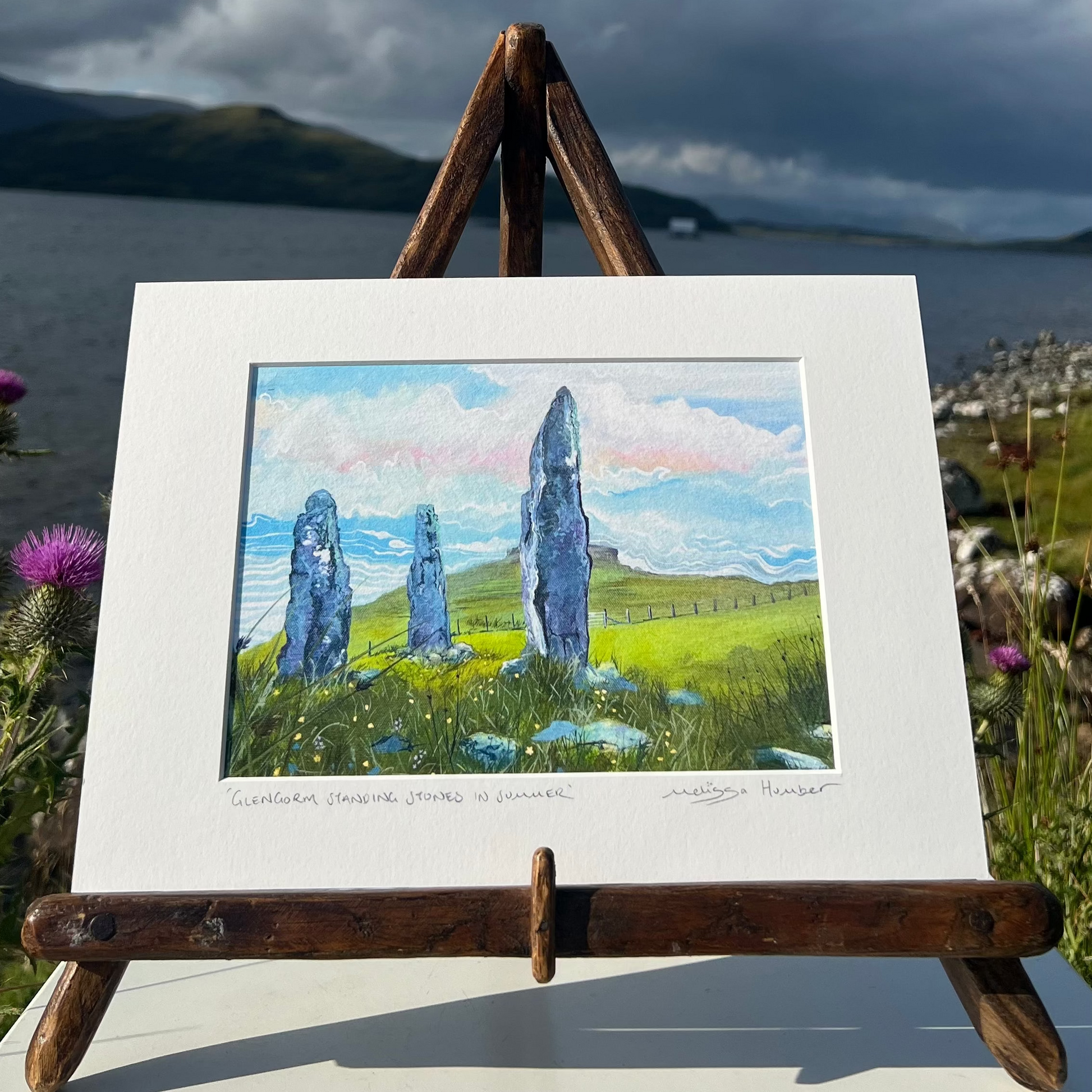 Glengorm standing stones - Isle of Mull landscape art print by Melissa Humber