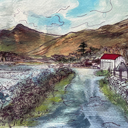 Art print featuring the Old Postoffice cafe in Lochbuie on the Scottish island of Mull