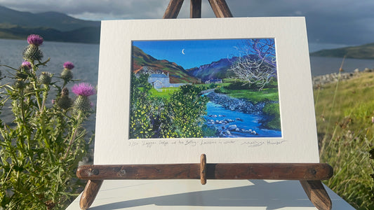 HALF PRICE || ‘Laggan lodge & the bothy’ winter in Lochbuie - Limited edition art print (A5)
