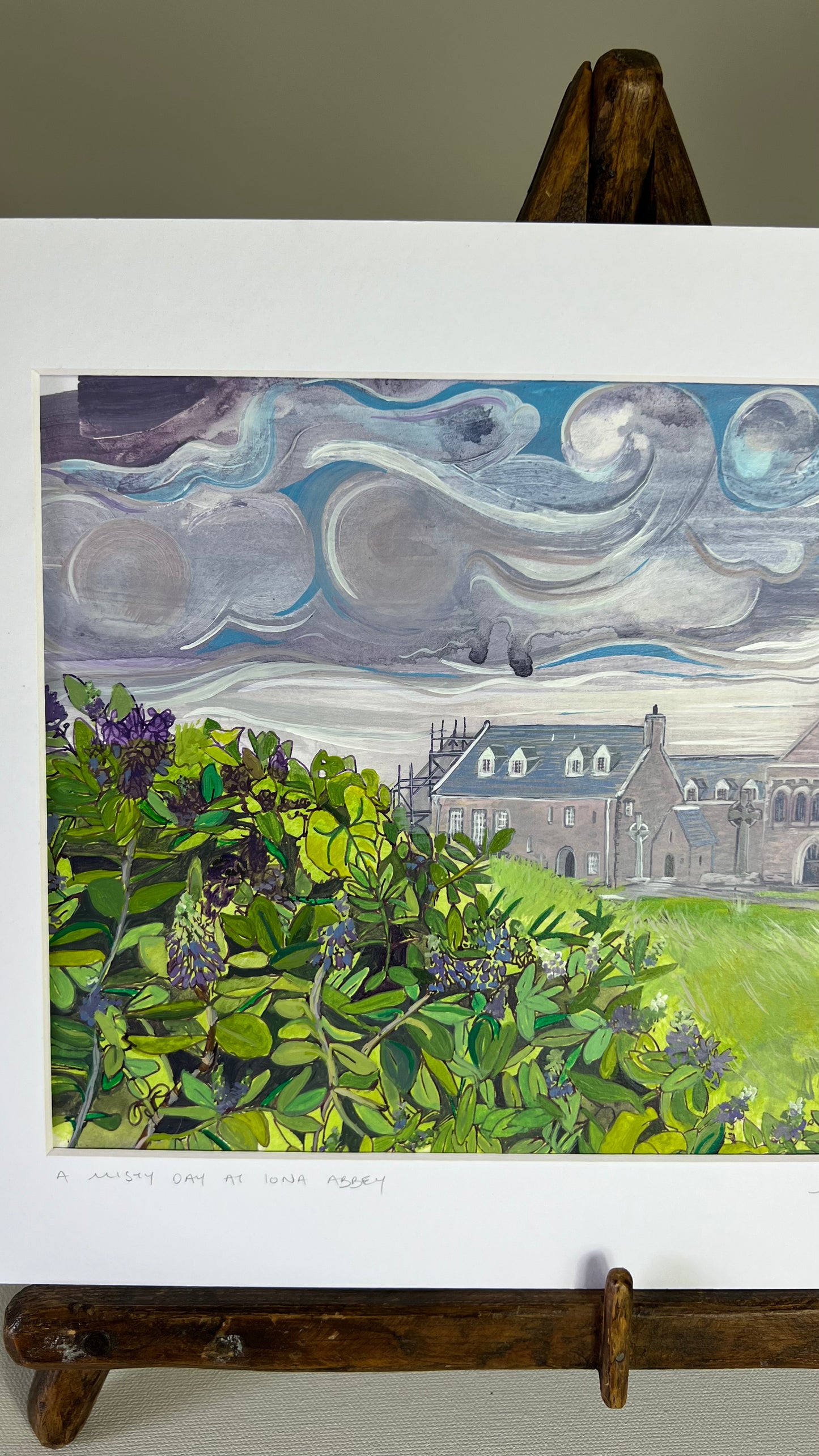 A misty day at Iona abbey - Isle of Iona original watercolour painting