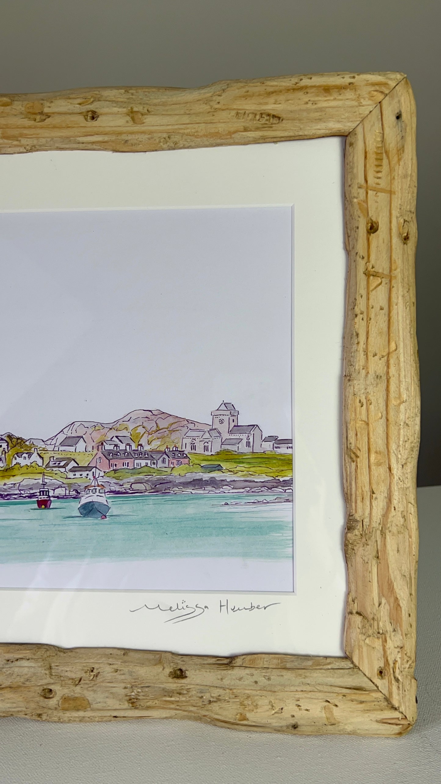 Original Isle of Iona shoreline watercolour study