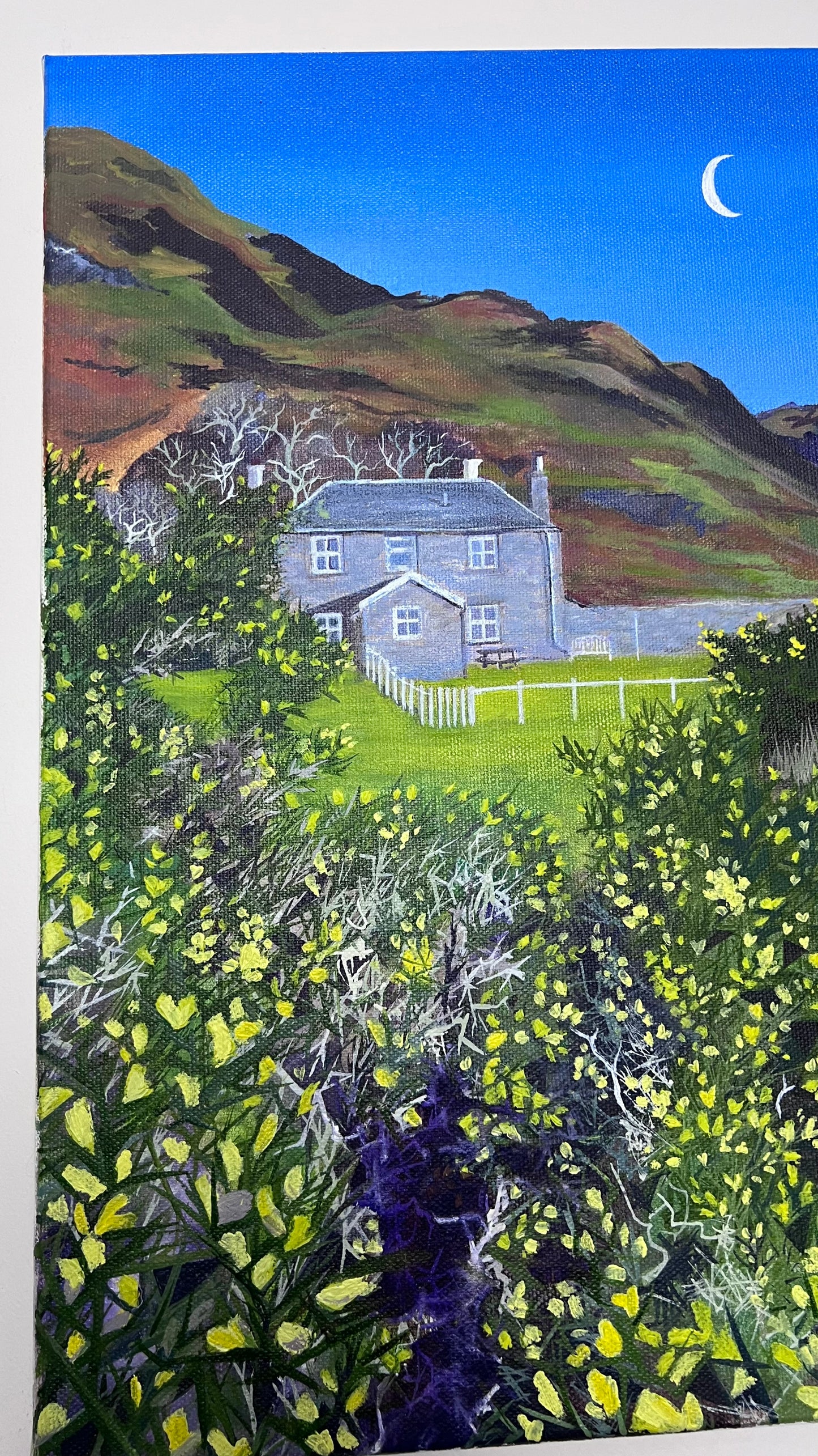 ‘Laggan lodge and the bothy in winter’ Lochbuie original oil painting