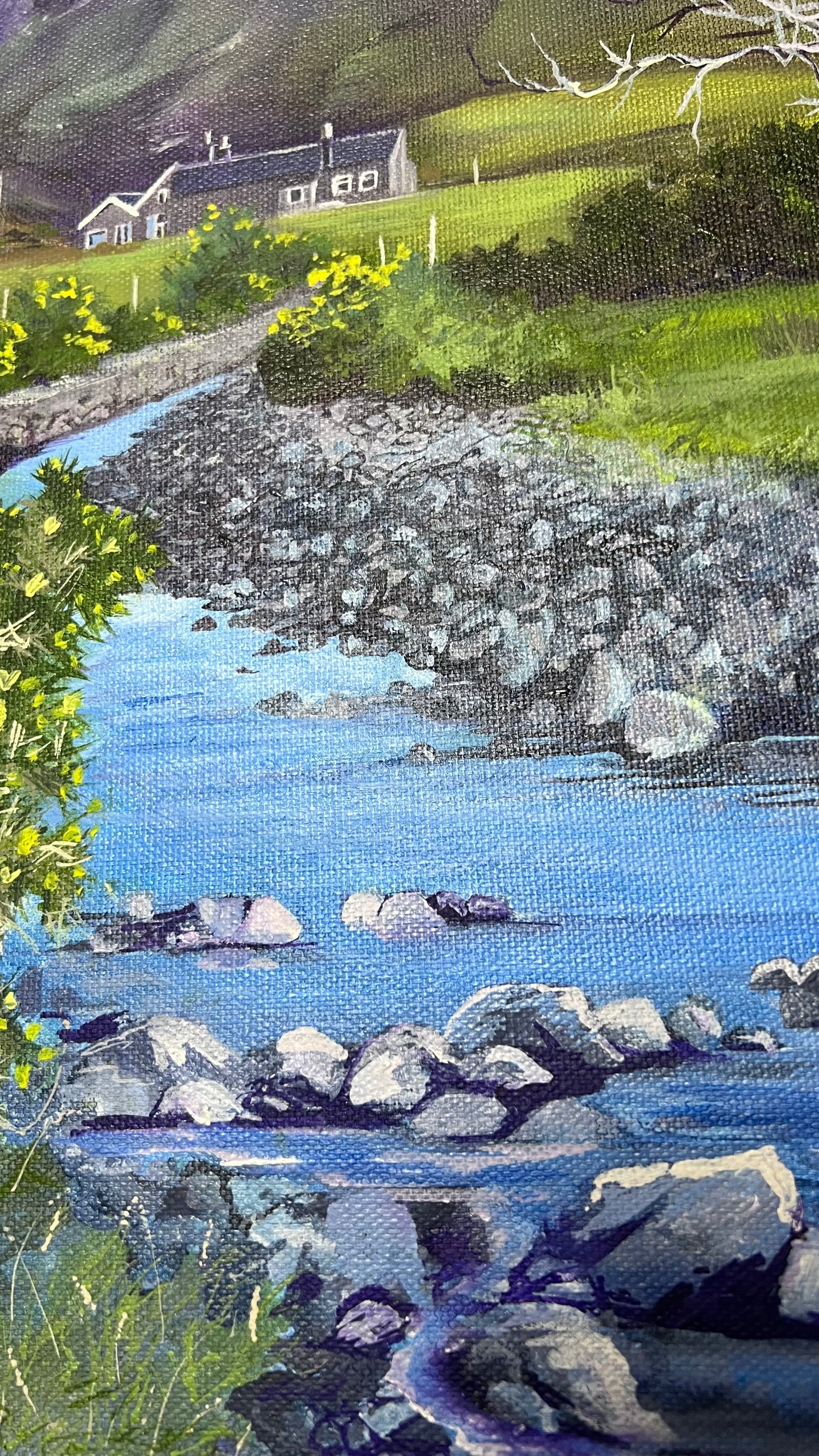 ‘Laggan lodge and the bothy in winter’ Lochbuie original oil painting