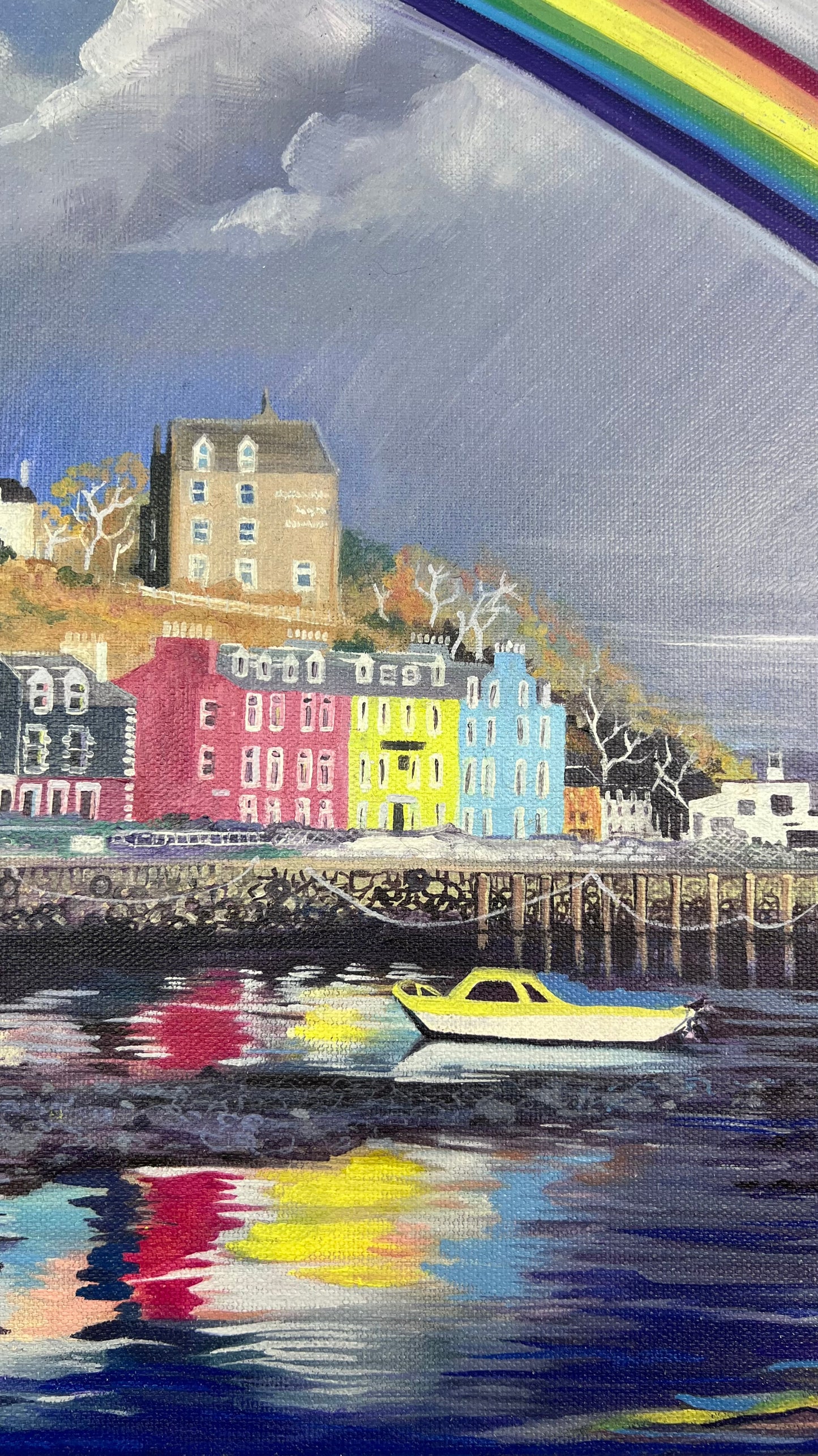 ‘Tobermory rainbow’ original landscape painting
