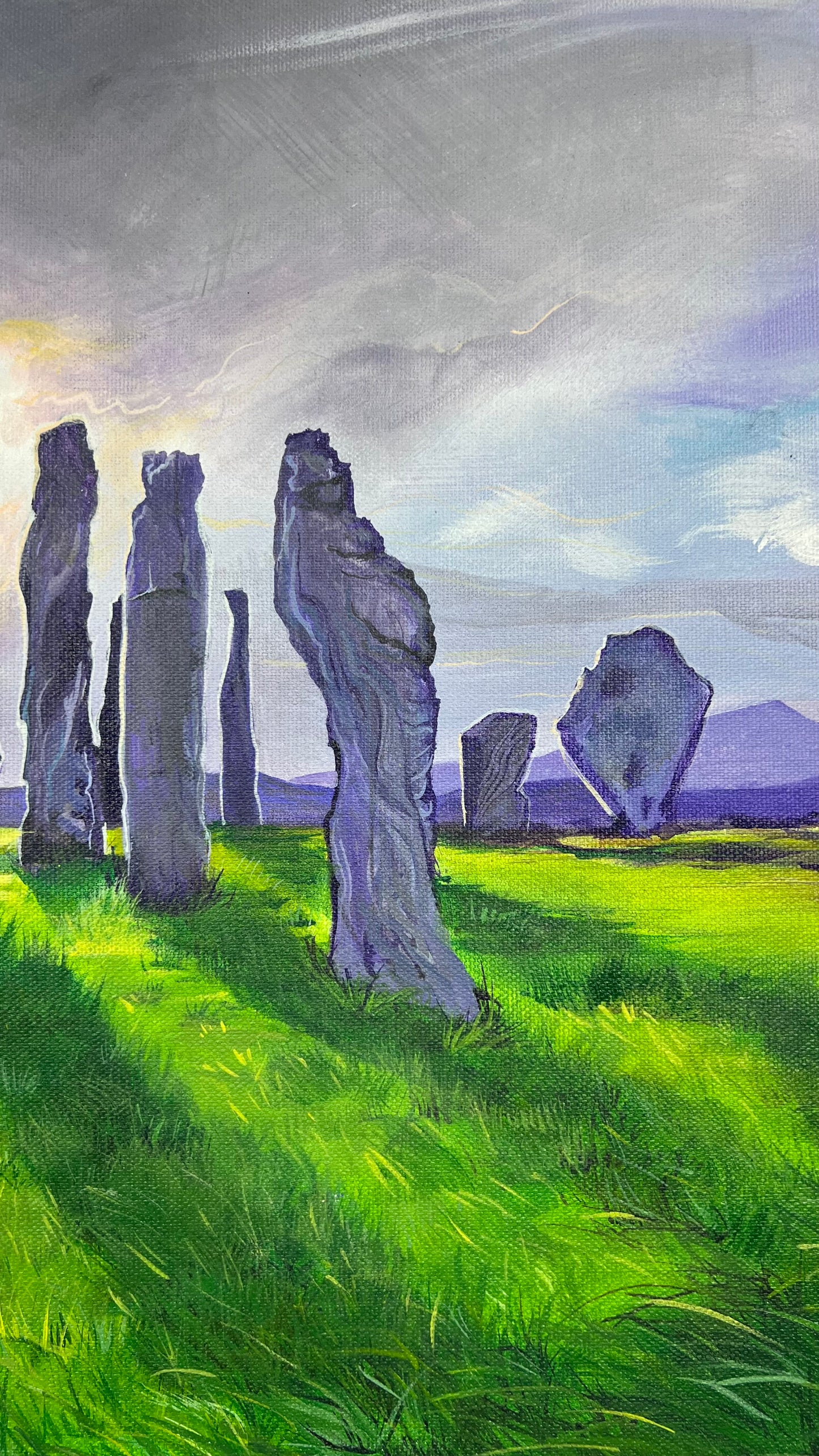 ‘Callanish stone circle I’ original landscape painting