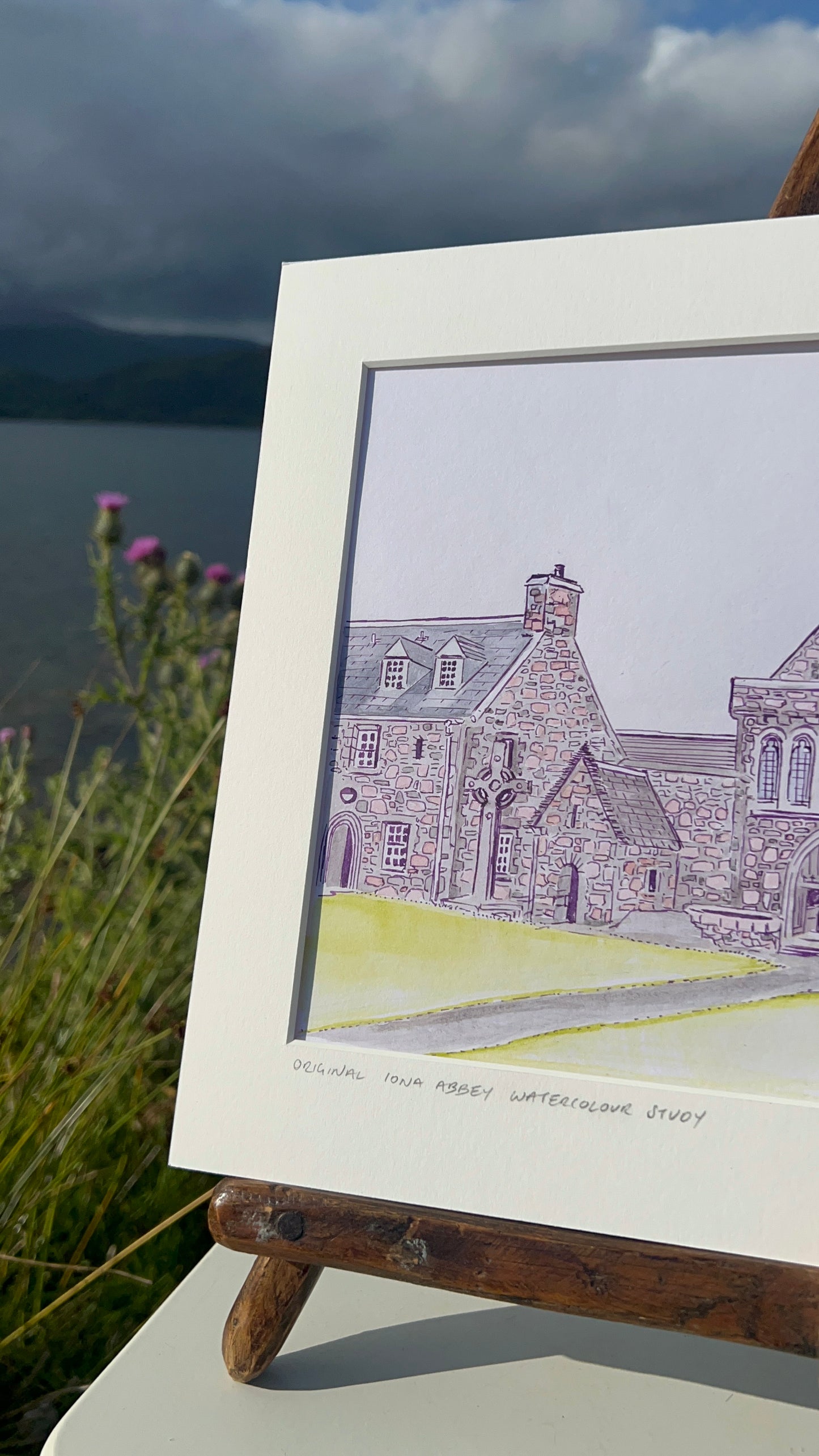 Original Iona abbey watercolour study