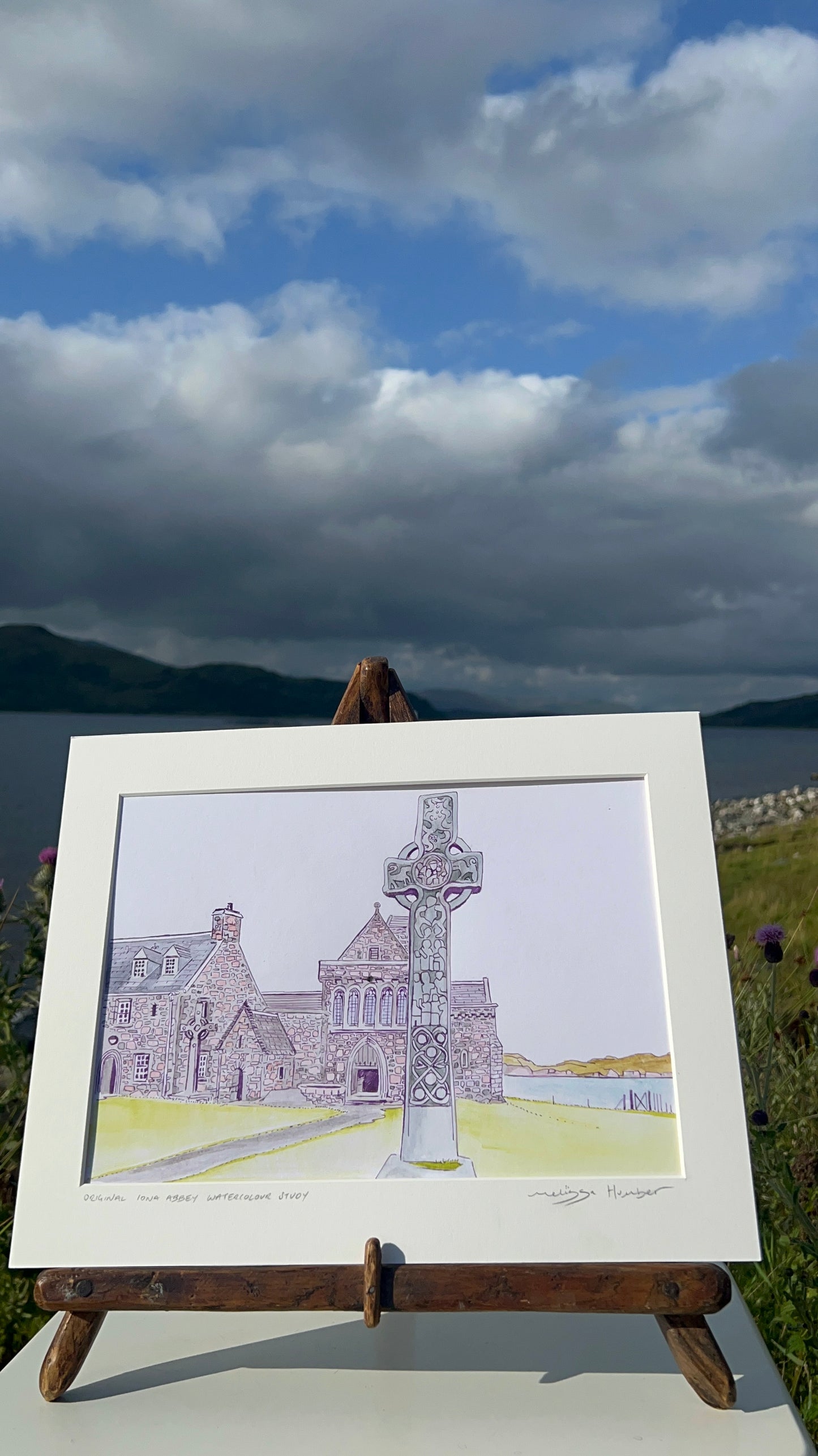 Original Iona abbey watercolour study