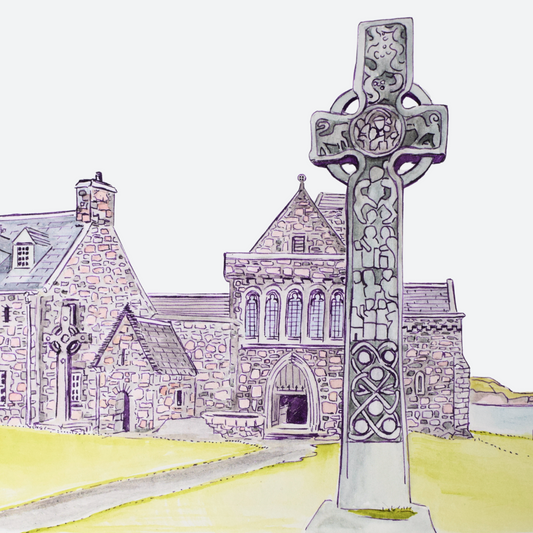 Iona abbey watercolour art print by Melissa Humber 