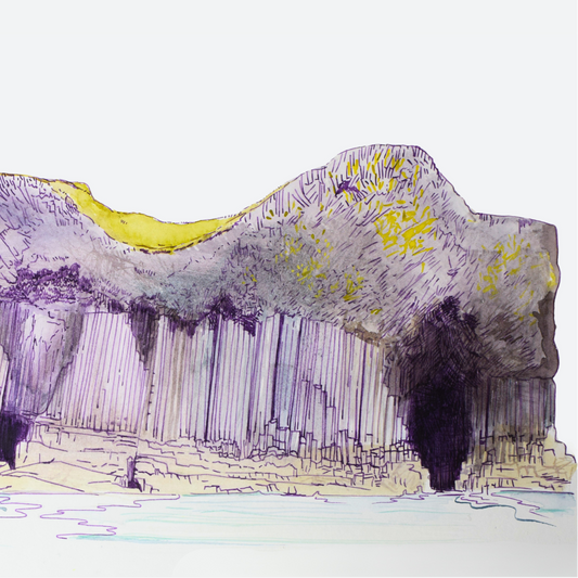 Isle of Staffa watercolour art print by Melissa Humber square