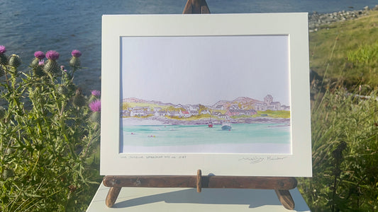 Original Isle of Iona shoreline watercolour study