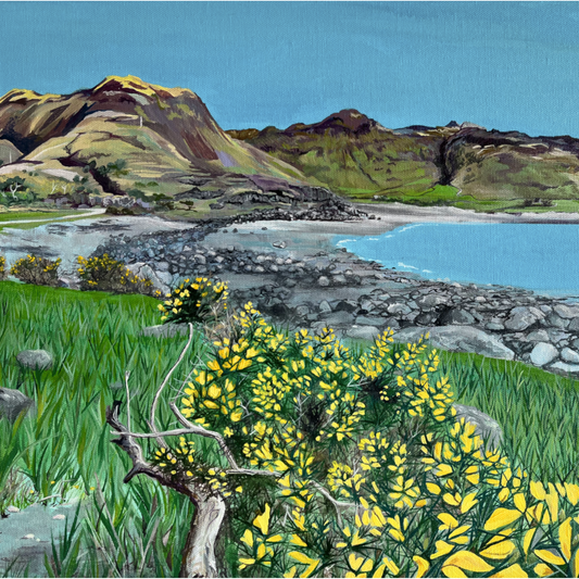 Laggan sands in summer square art print by Melissa Humber