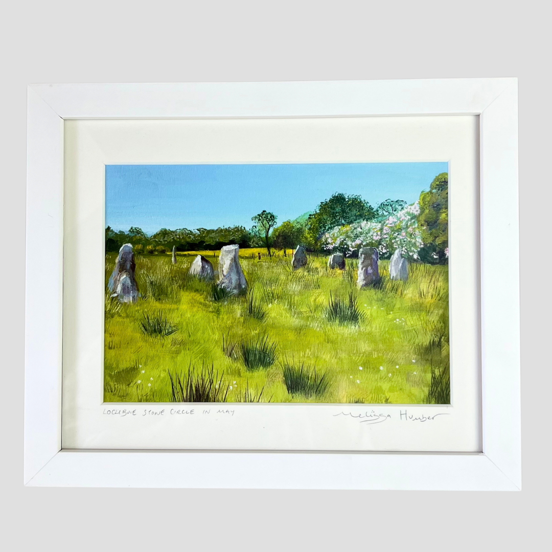 Framed Art print of Lochbuie stone circle in May by local artist Melissa Humber
