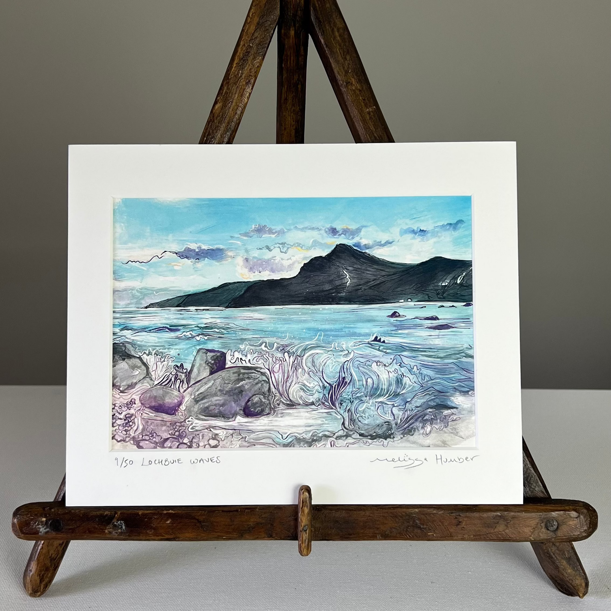 Isle of Mull Lochbuie waves art print by Melissa Humber