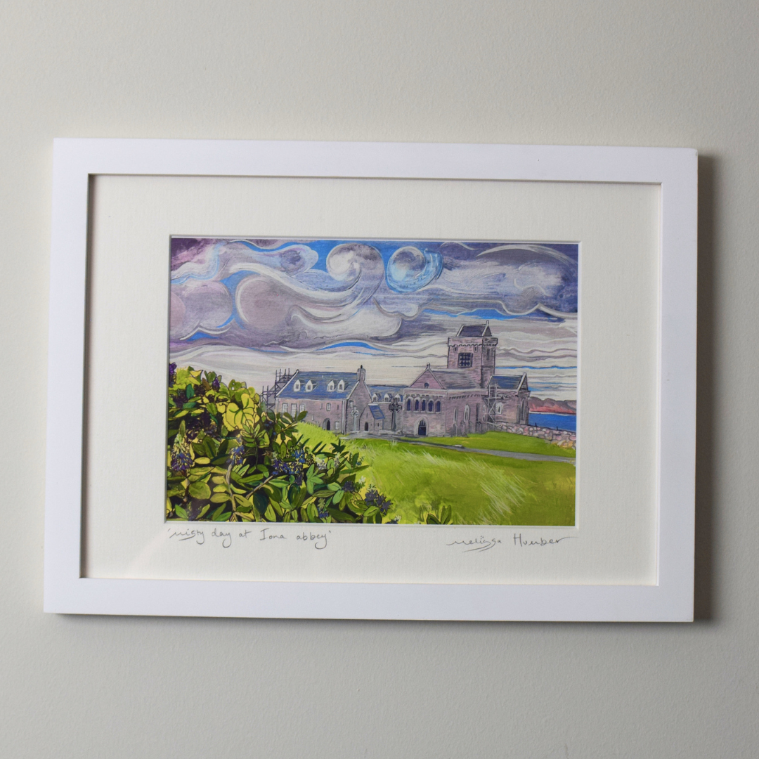 ‘Misty day at Iona abbey' - Isle of Iona art print