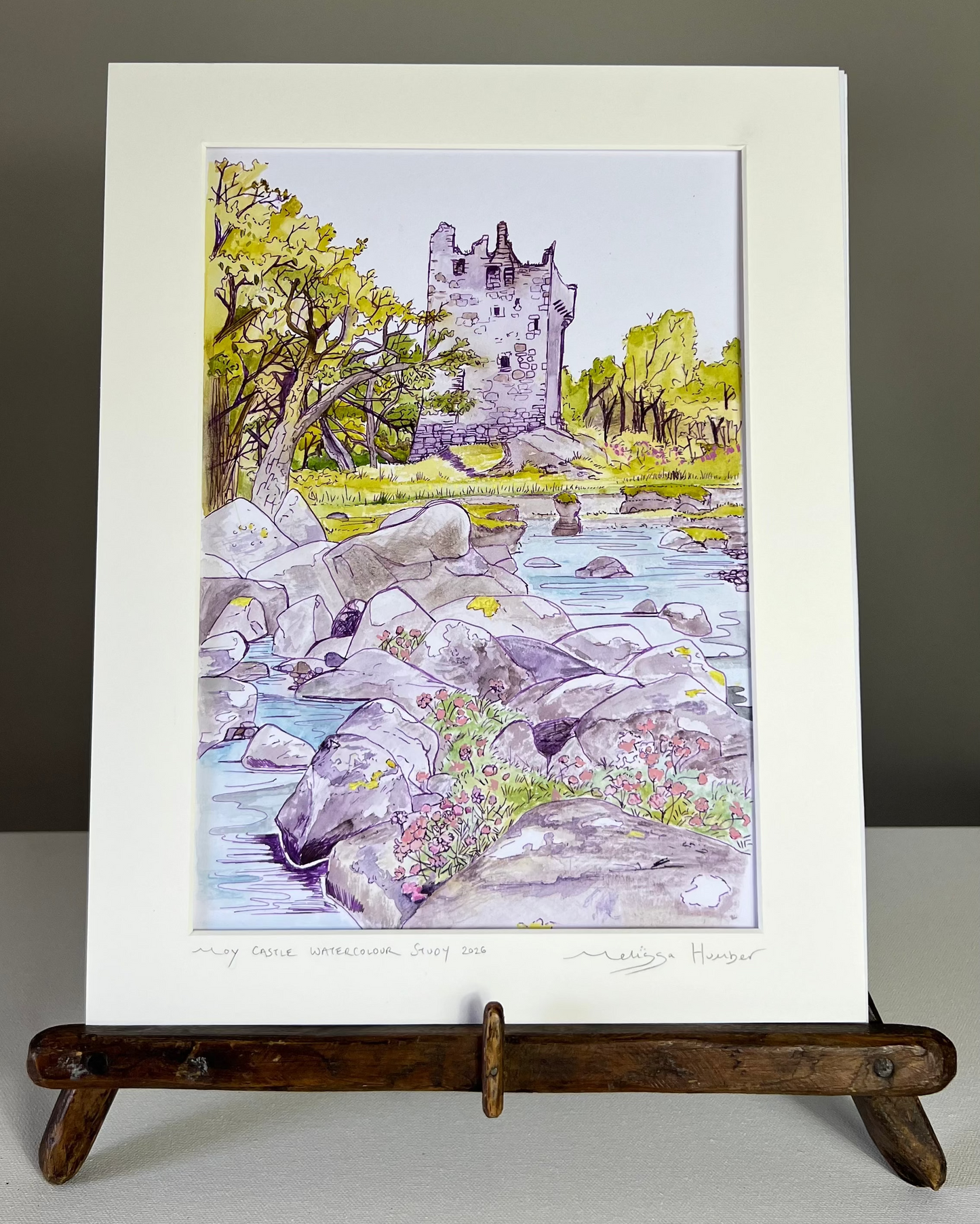 Watercolour painting of Moy castle, Lochbuie on the Isle of Mull by local artist Melissa Humber