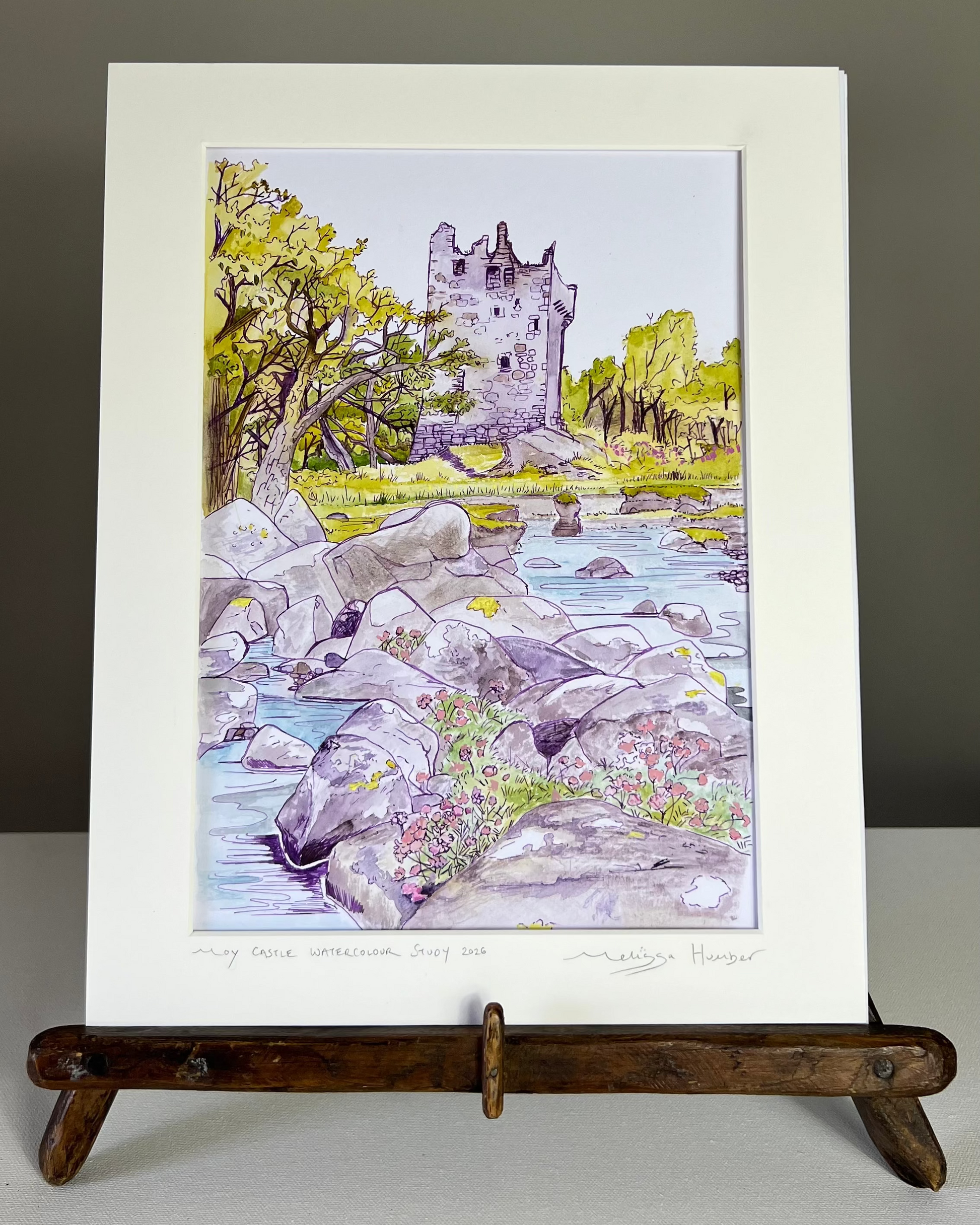 Watercolour painting of Moy castle, Lochbuie on the Isle of Mull by local artist Melissa Humber