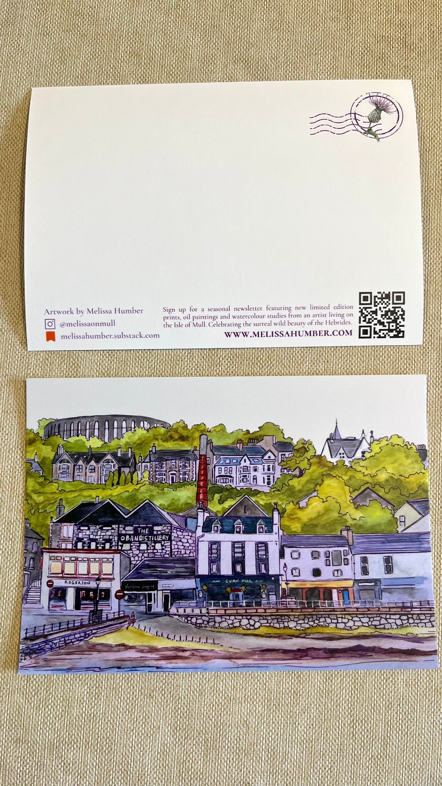 Oban watercolour study A6 postcard