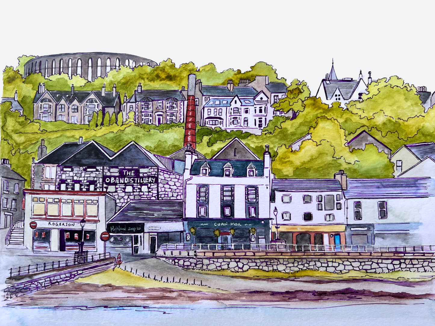 Oban watercolour study A6 postcard
