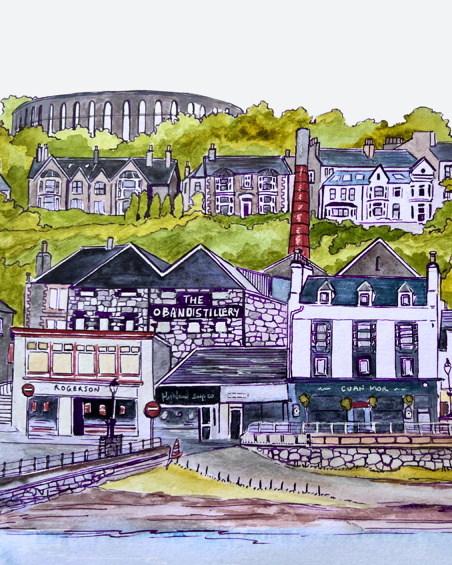 Oban watercolour study A6 postcard