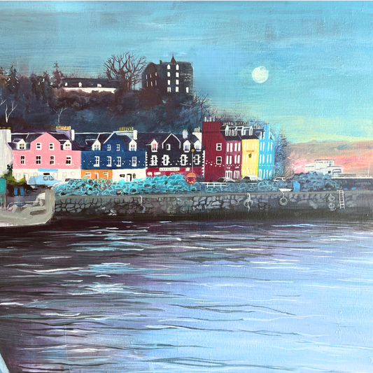 Tobermory and the Moon limited edition Isle of Mull art print by Melissa Humber
