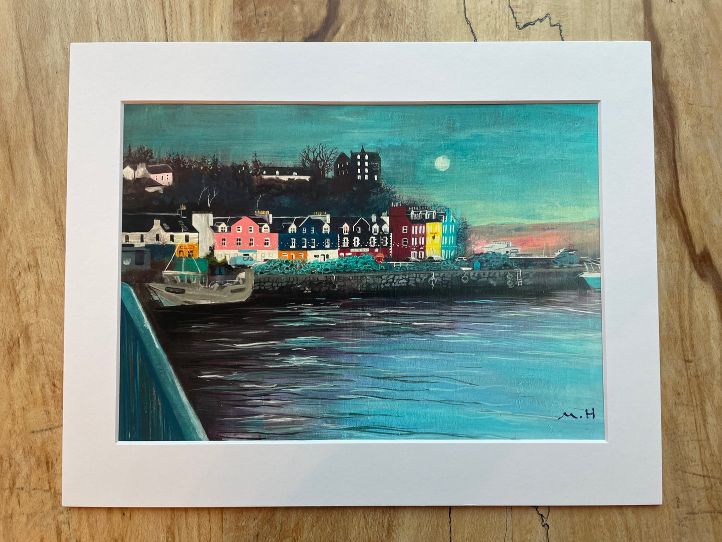 ’Tobermory & the moon’ - Isle of Mull art print