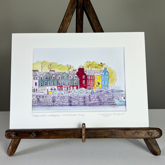 Tobermory harbour on the Isle of Mull watercolour painting by local artist Melissa Humber