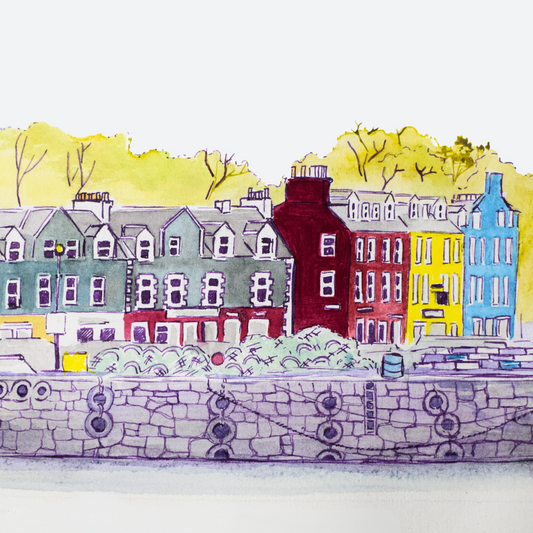 Tobermory harbour watercolour study Isle of Mull art print by Melissa Humber square
