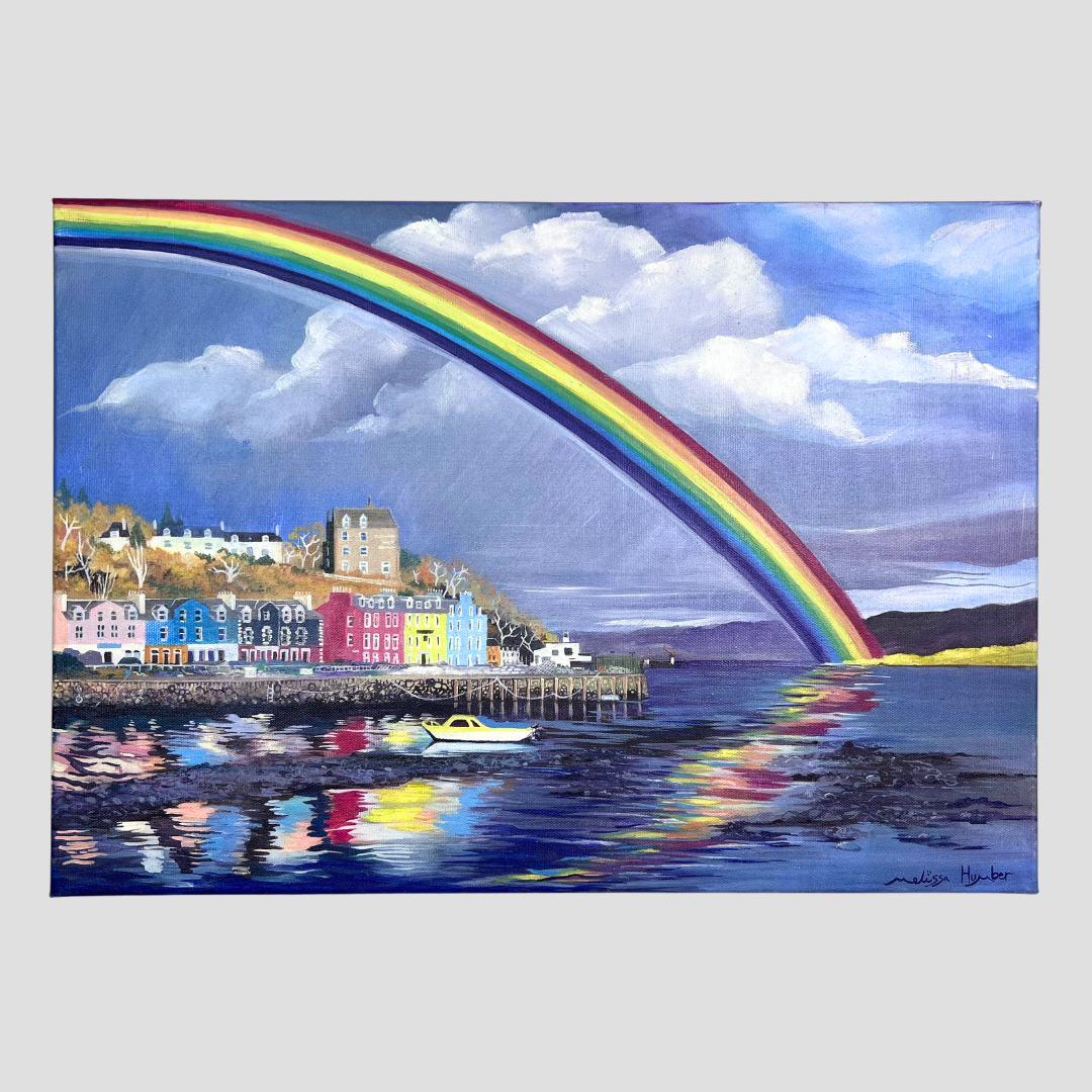Tobermory rainbow Isle of Mull 2025 oil painting by Melissa Humber