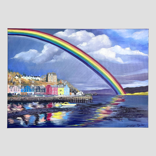 Tobermory rainbow Isle of Mull 2025 oil painting by Melissa Humber