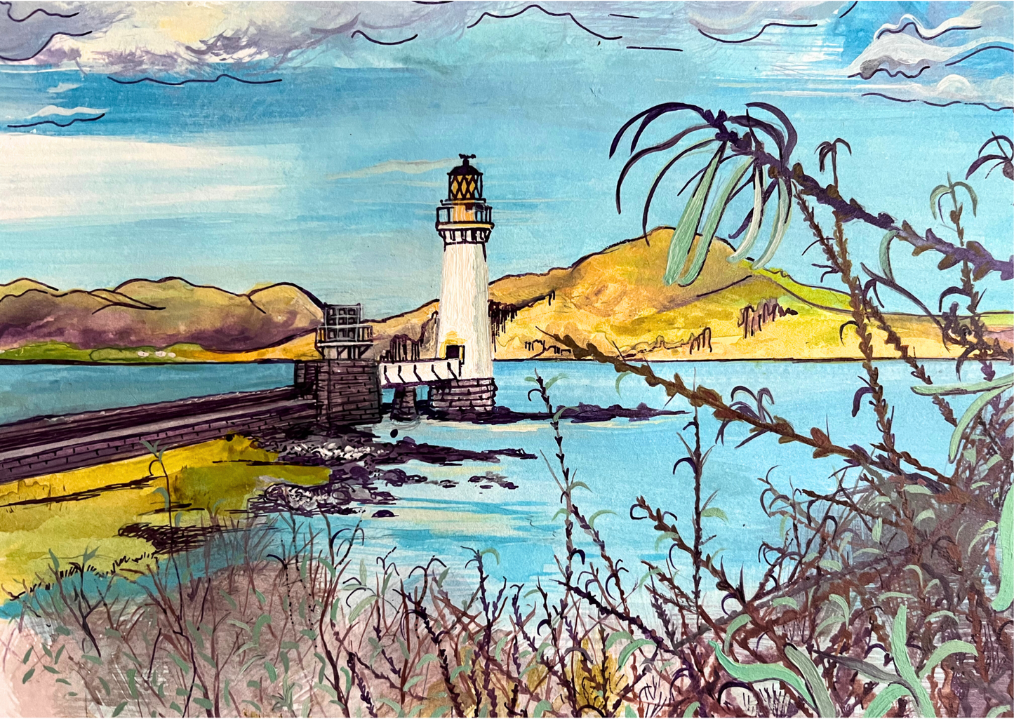 Tobermory lighthouse art print by Melissa Humber